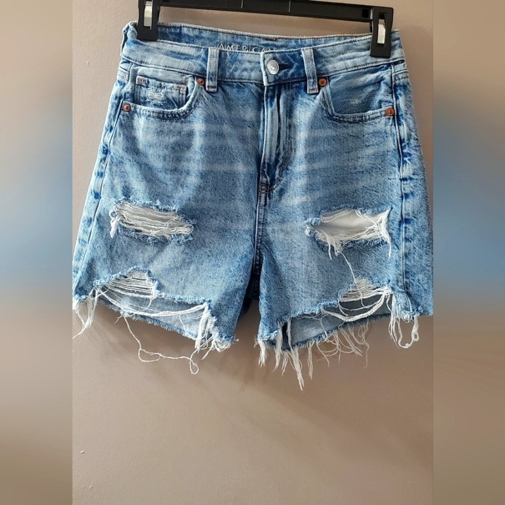 American Eagle Outfitters Light Blue Distressed Jean Shorts